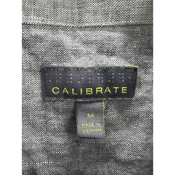 CALIBRATE Mens Gray 100% Linen Slim Fit Short Sleeve Casual Button Up Shirt M - Picture 5 of 8